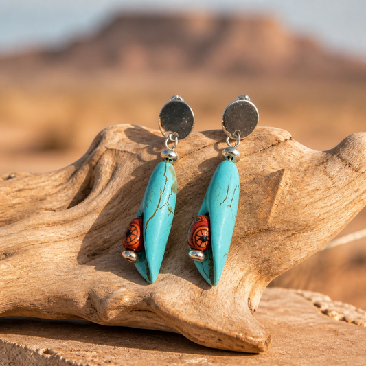 Desert Sky Wooden Bead Earrings