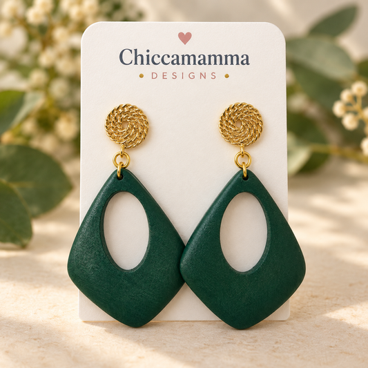 Forrest Green wooden earrings