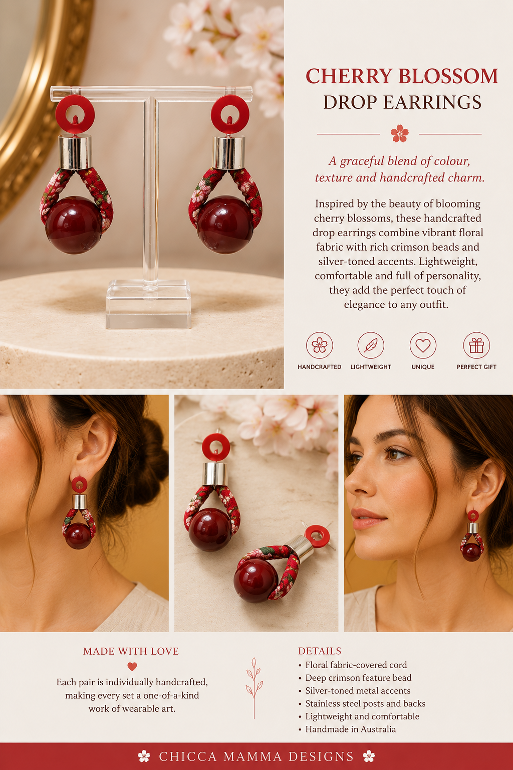 Cherry Blossom Drop Earrings