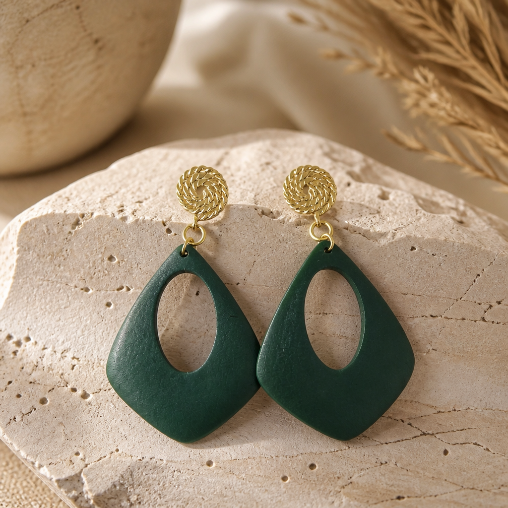 Forrest Green wooden earrings