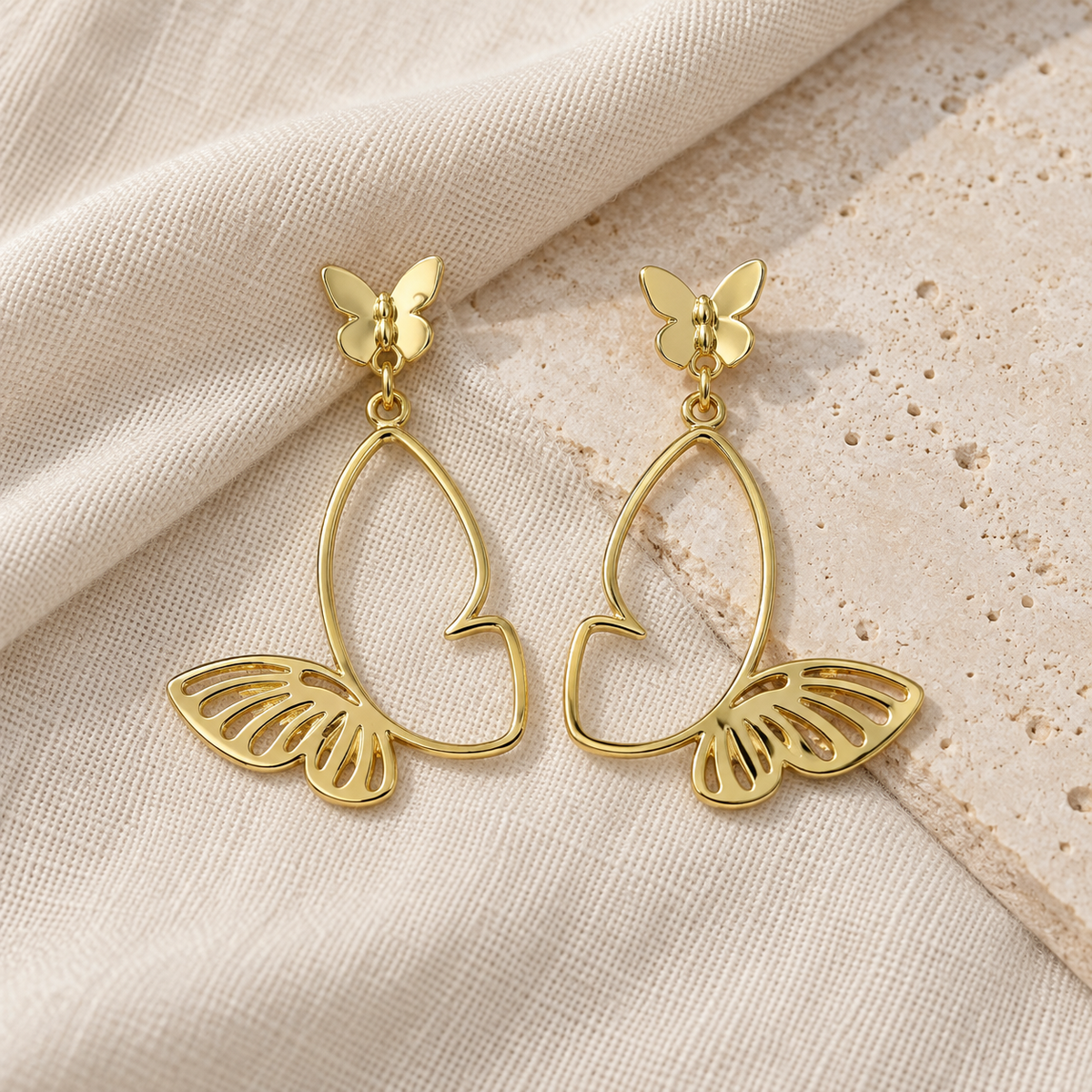 Gold-Tone Butterfly Wing Drop Earrings