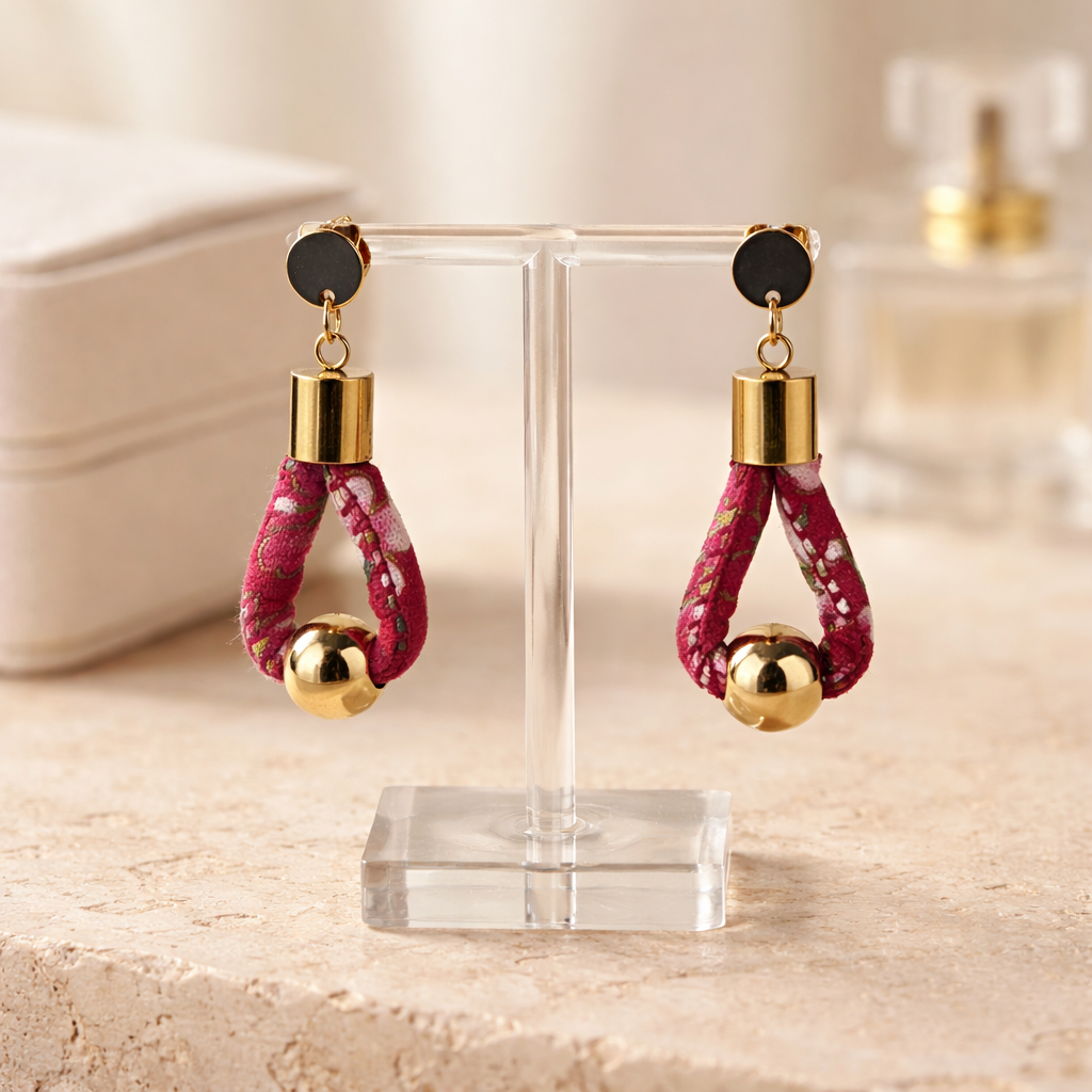 Cherry Blossom Drop Earrings - Gold