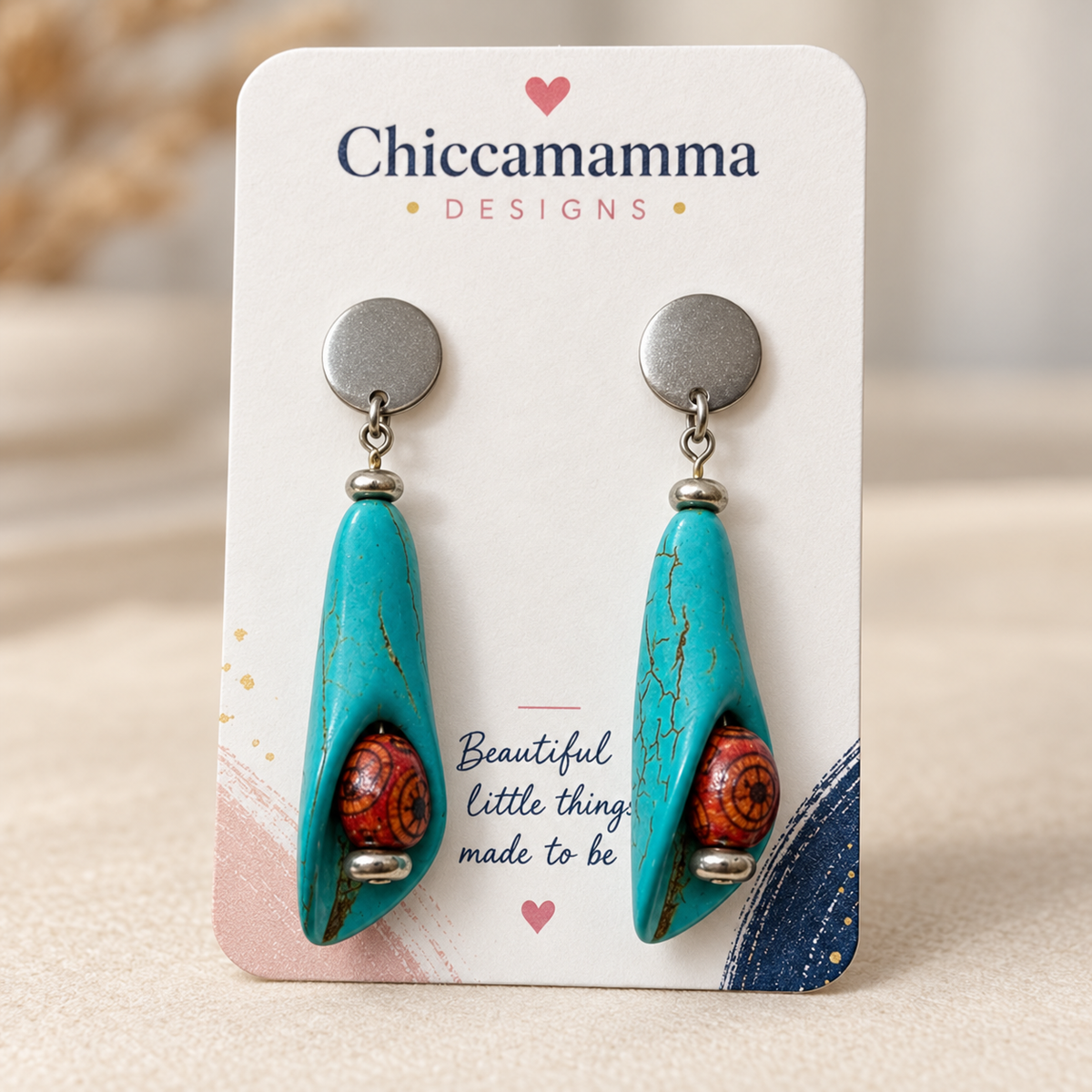 Desert Sky Wooden Bead Earrings