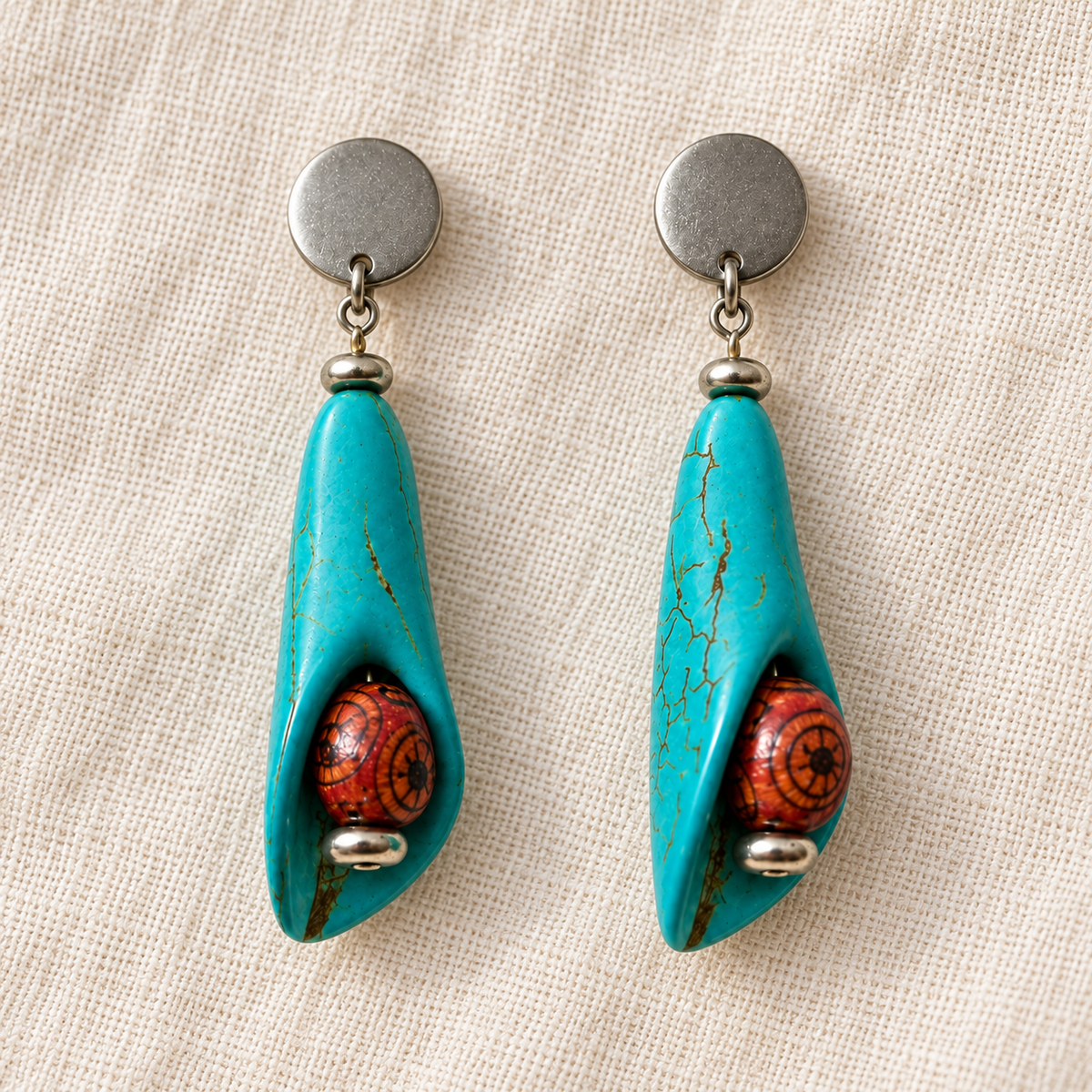 Desert Sky Wooden Bead Earrings