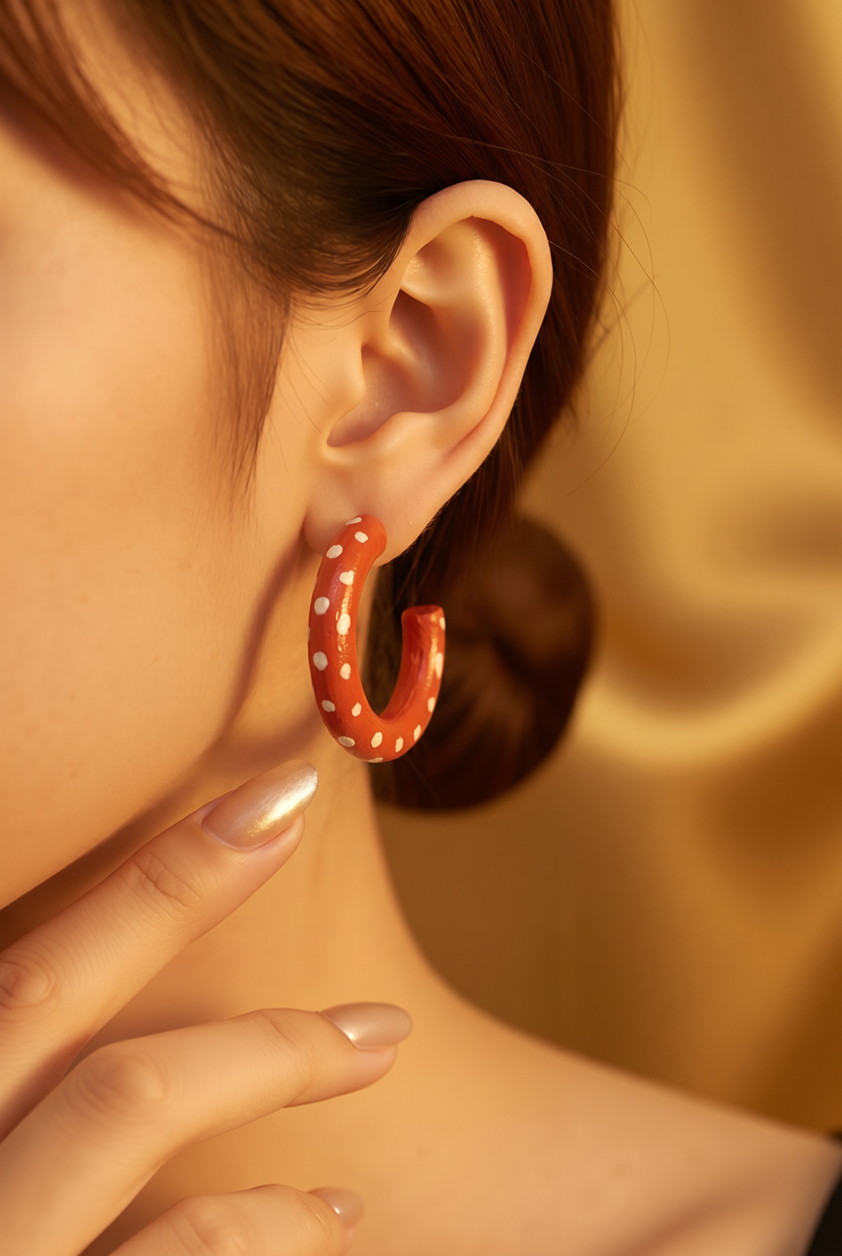Polka dot hoop earrings - red and white
