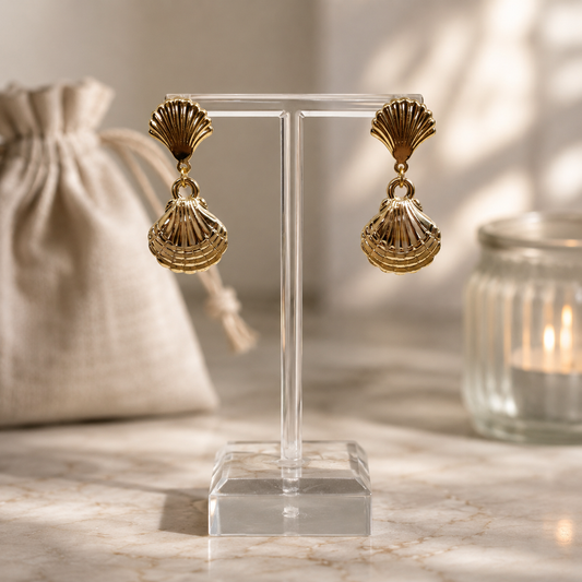 Shell  earrings gold details