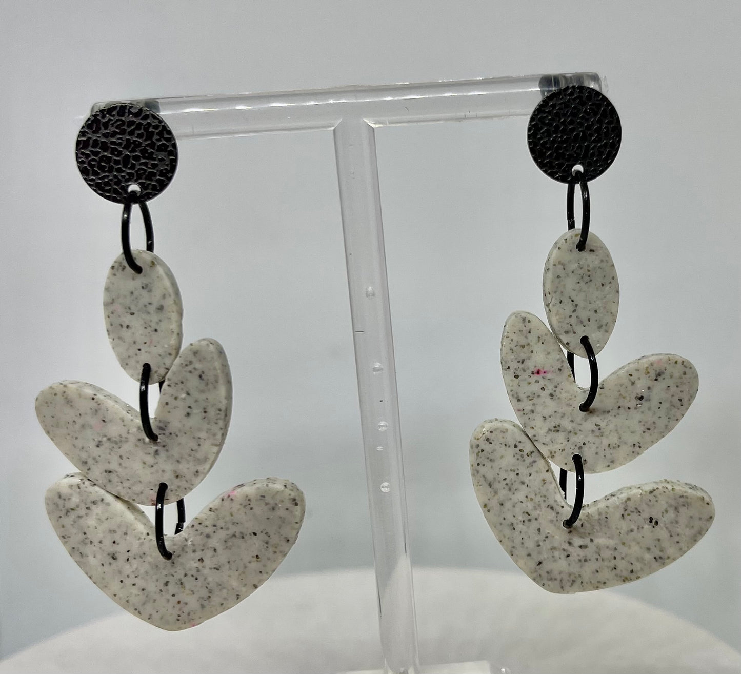 grey "granite" style dangle earrings