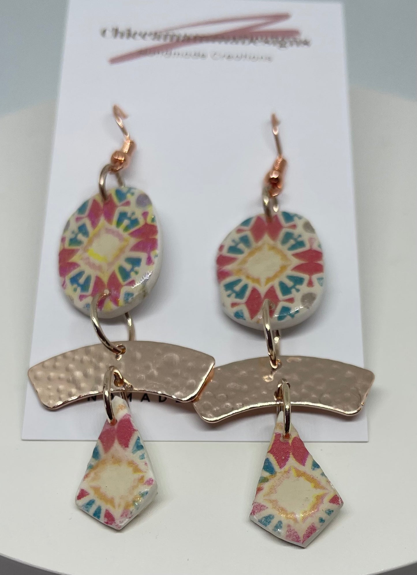 Geometric print dangle earrings