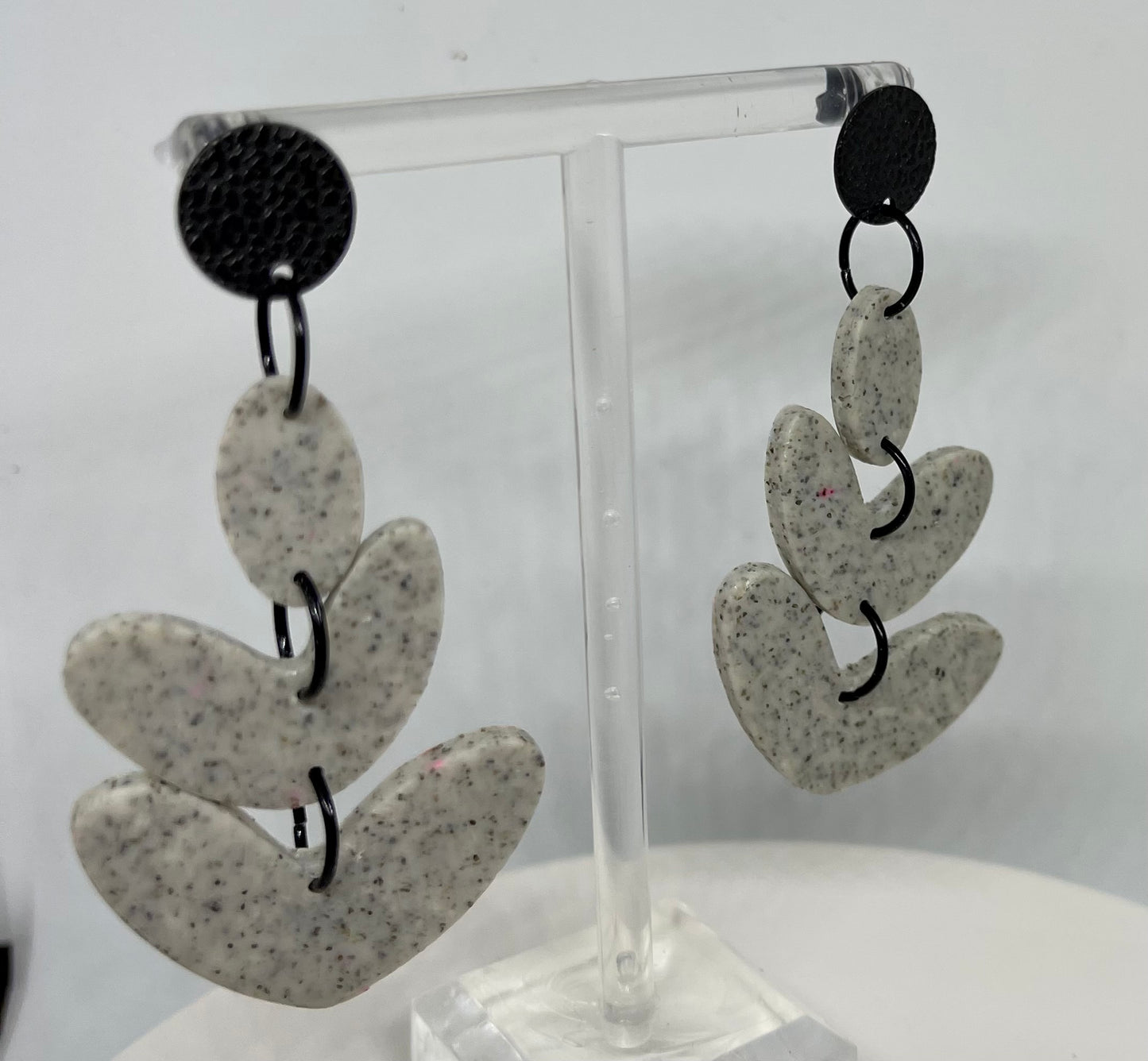 grey "granite" style dangle earrings