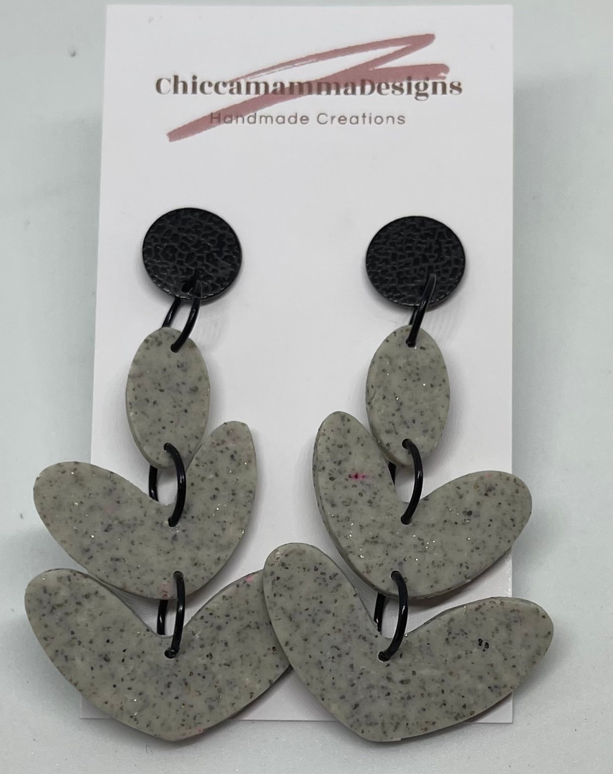 grey "granite" style dangle earrings