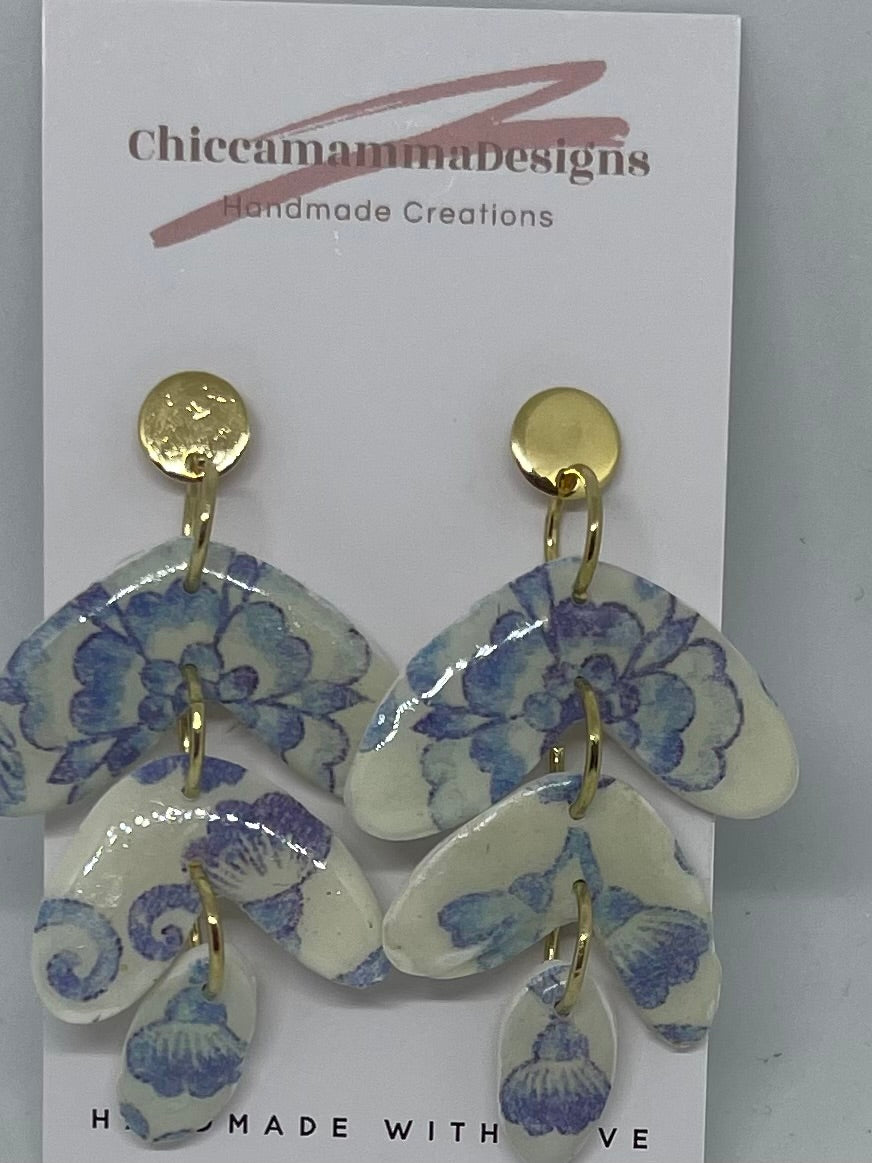 pale blue and white dangle earrings