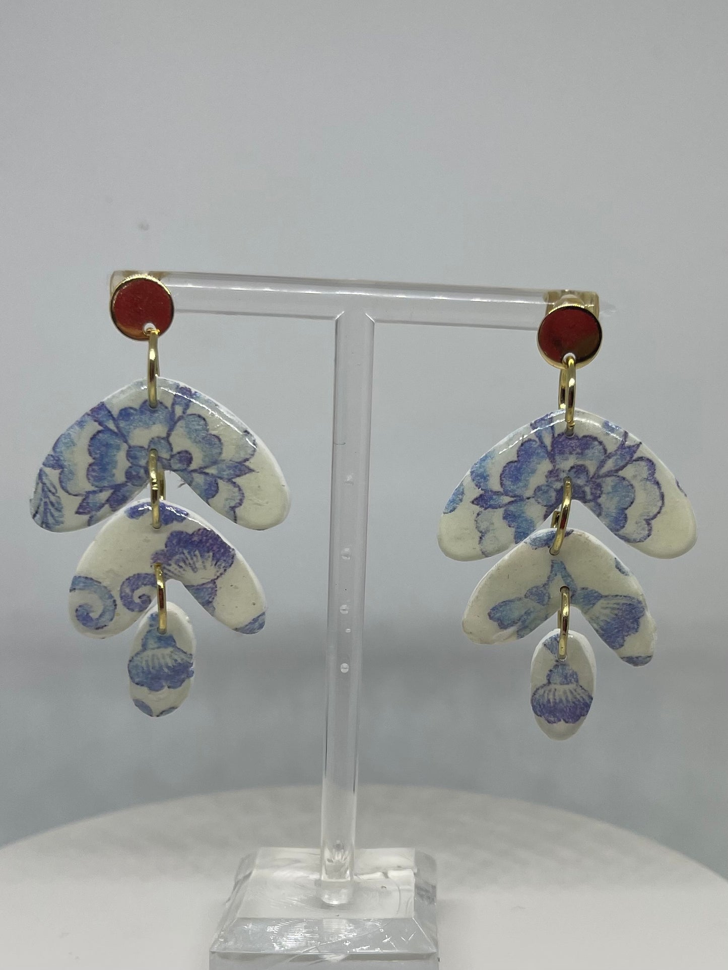 pale blue and white dangle earrings