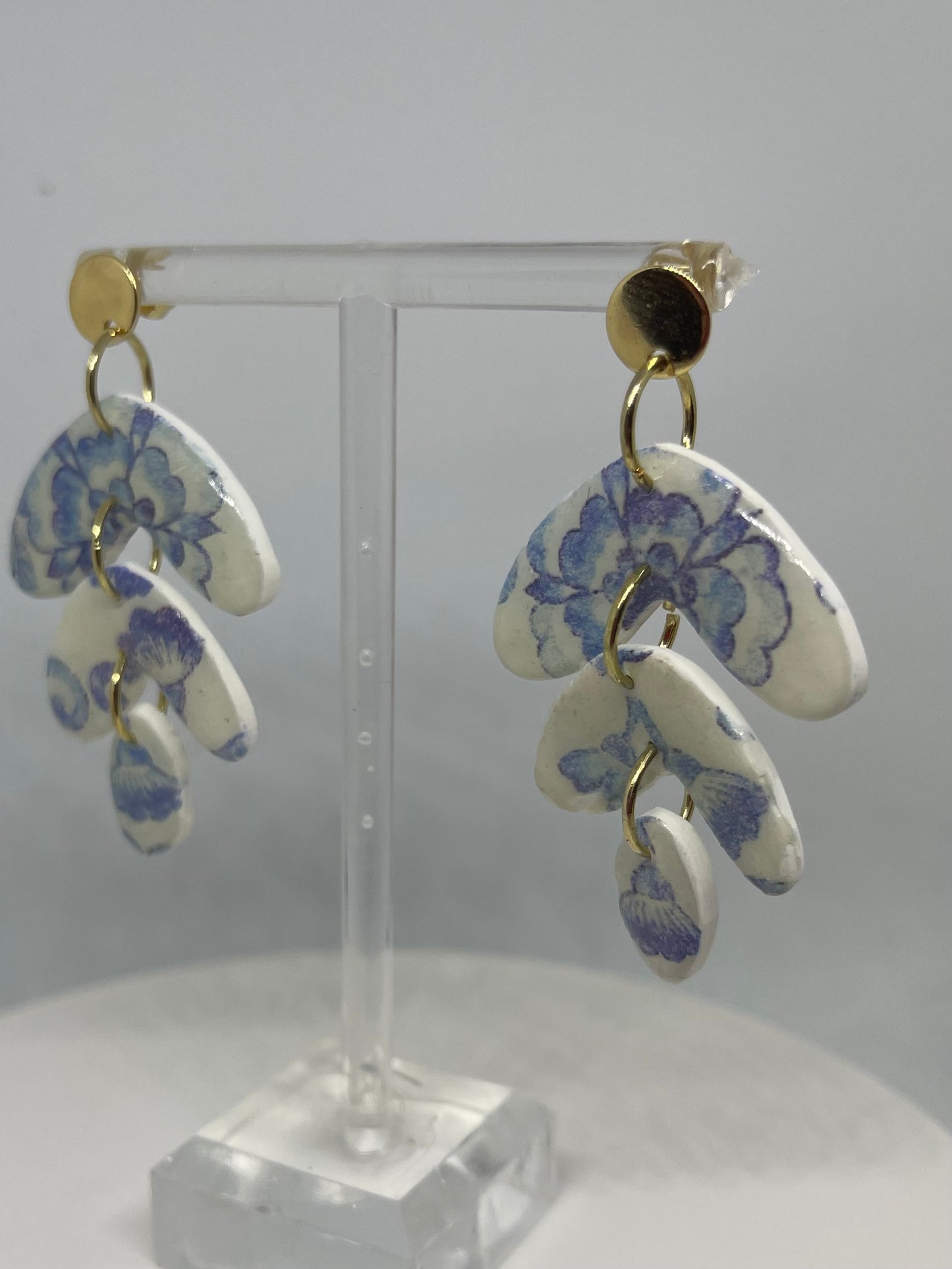 pale blue and white dangle earrings