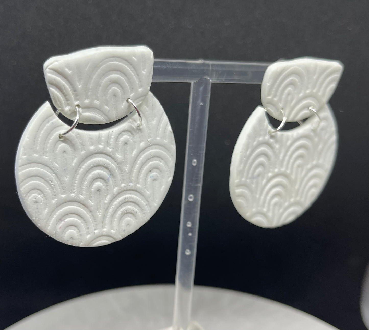 textured white dangle earrings