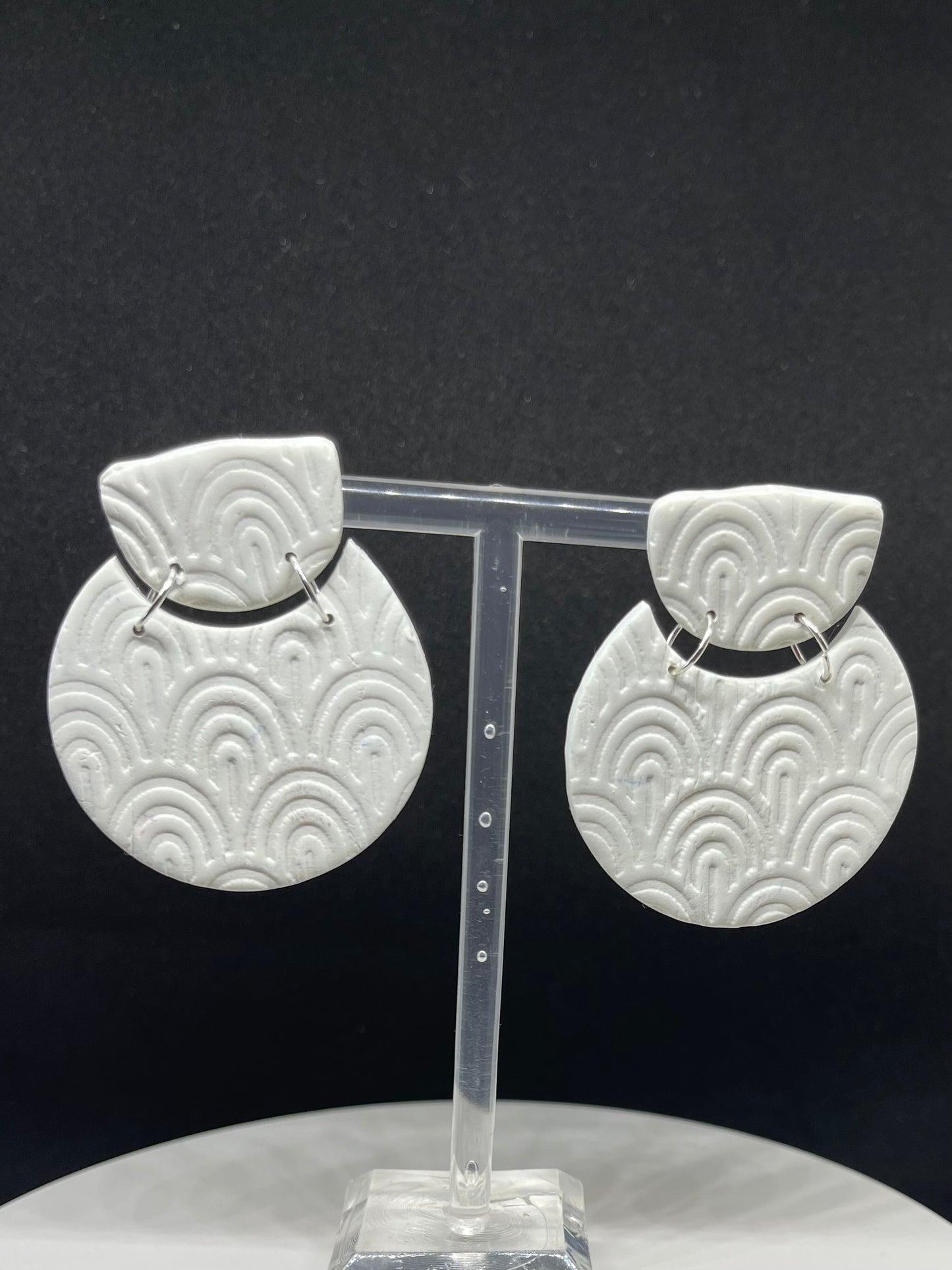 textured white dangle earrings